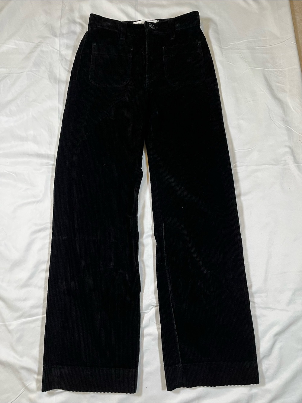 REFORMATION Corduroy Black High Waist‎ Pants Size 24 Wide Leg